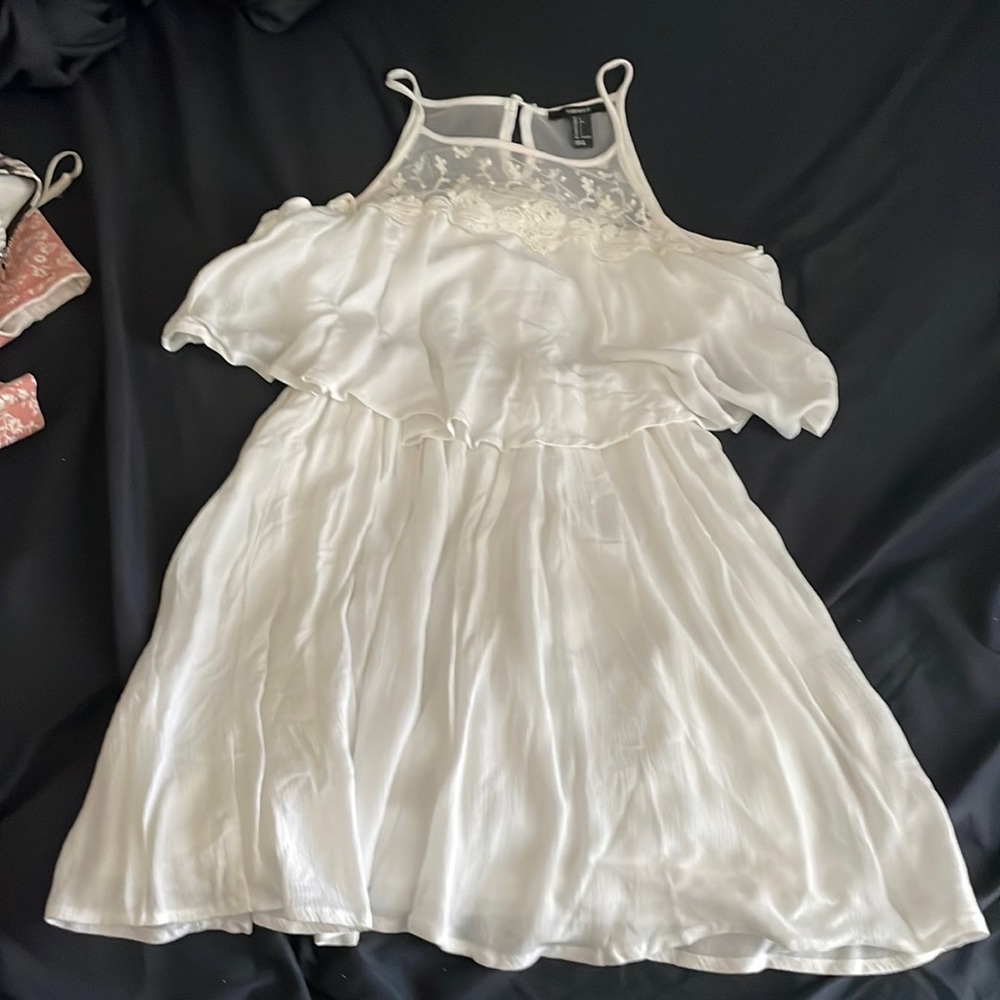 Cute halter dress with mesh neckline
